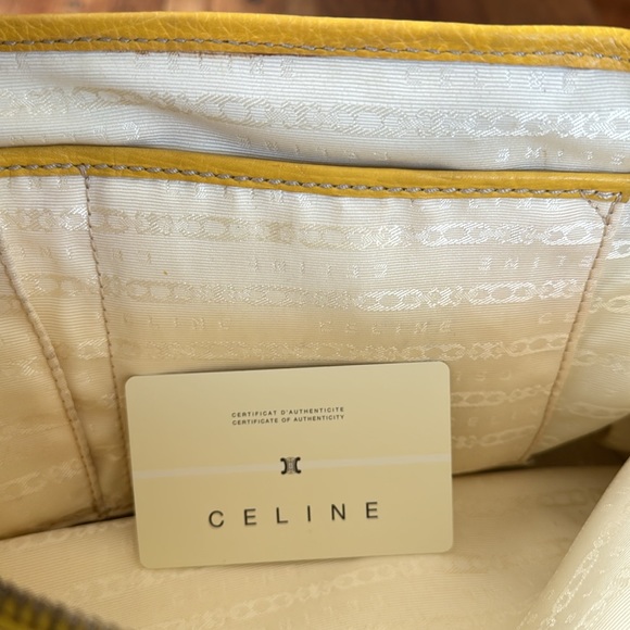 Authentic Celine Linen Boogie Bag with Yellow Trim & Accents - Picture 7 of 15